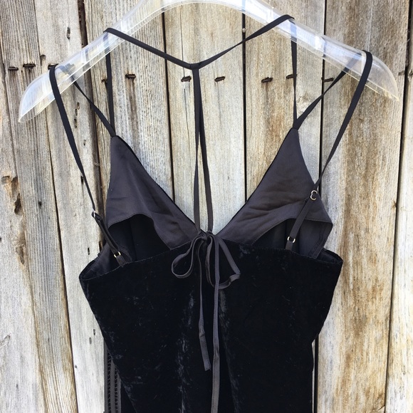 NWT Splendid Slip Cami Dress Crushed Velvet Black - Picture 8 of 13